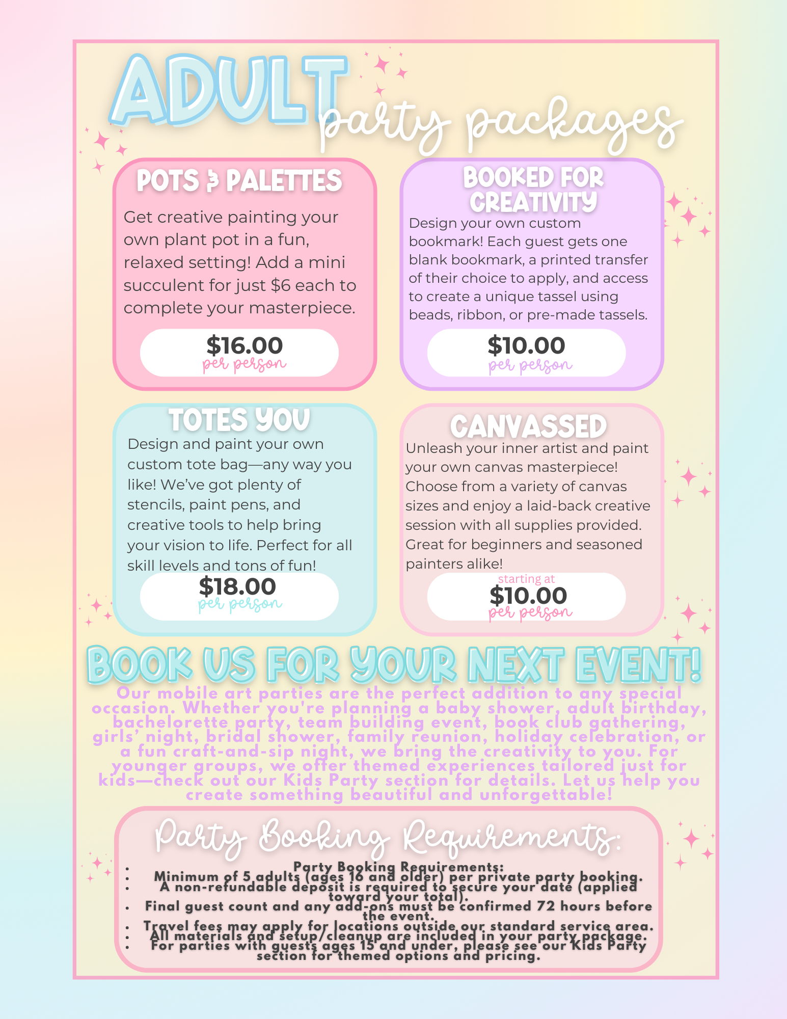 Booked for Creativity - Adult Party