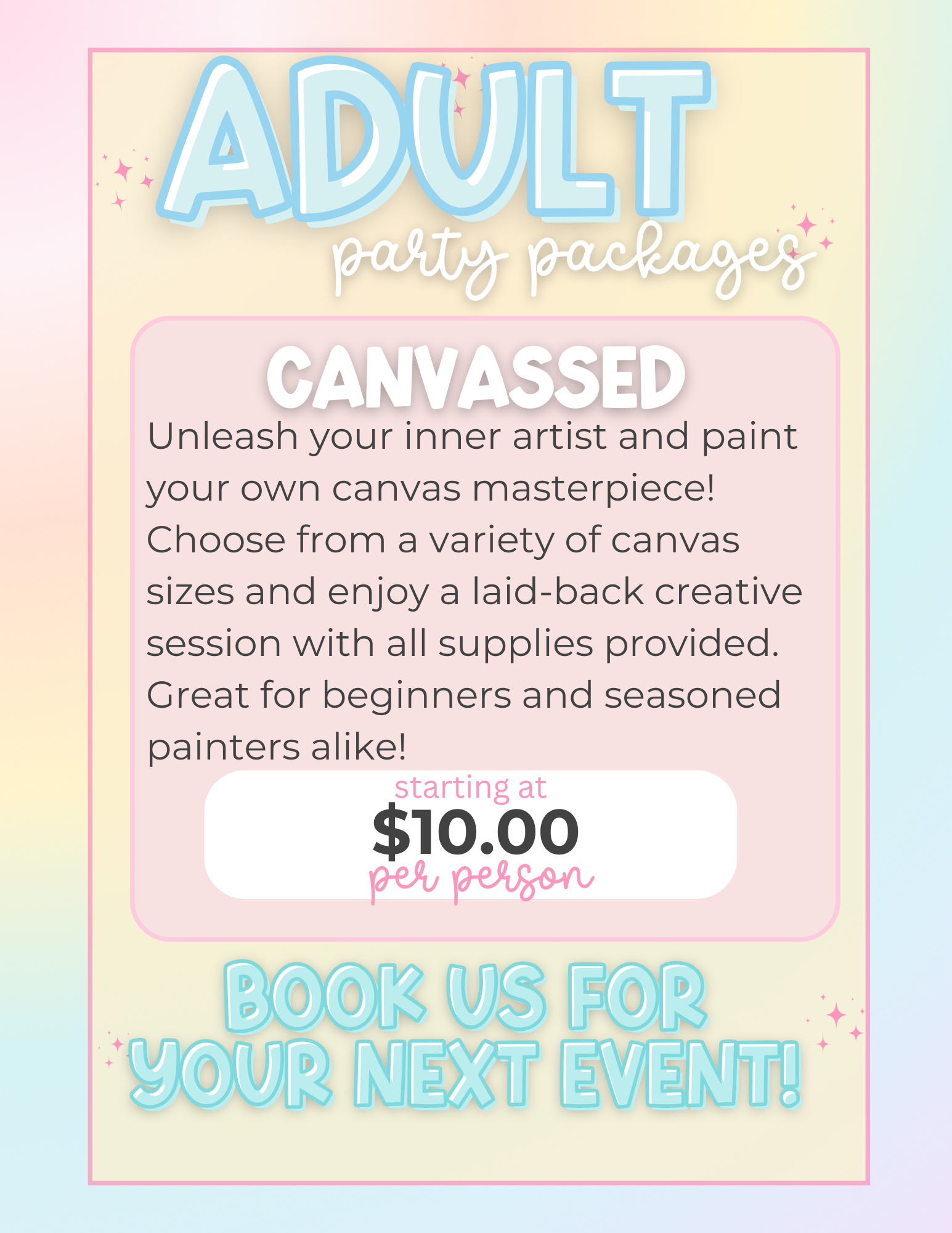 Canvassed- Adult Party Package