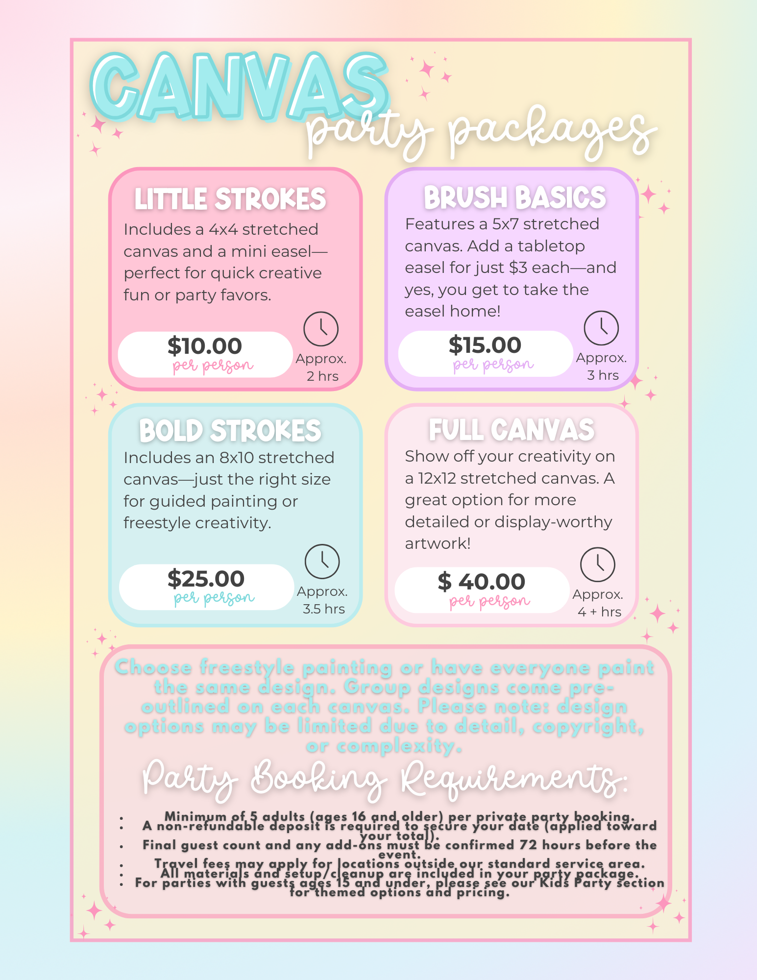 Canvassed- Adult Party Package